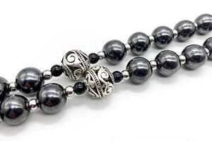 Nazareth Store Rosario in ematite Collana con perline di pietra nera... - Ilgrandebazar