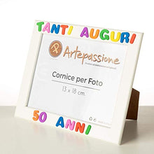 Carica l'immagine nel visualizzatore di Gallery, Cornici per foto in legno 13x18cm con scritto Tanti Auguri 50 Anni, da...
