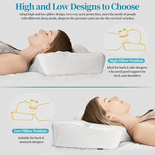 Carica l'immagine nel visualizzatore di Gallery, HOMCA Cuscino Cervicale Ergonomico Cuscino Ortopedico Memory Foam Sostenere Testa, Collo, Spalle, Federa Lavabile, 61 x 41 x 11/9cm