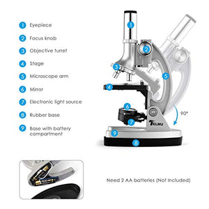 TELMU Microscopio per studenti 300X-600X-1200X Magnifications Microscopio...