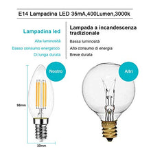 Carica l&#39;immagine nel visualizzatore di Gallery, EXTRASTAR Filamento LED E14, 4W Equivalenti a 35W, C35 E14 3000K-12 Pezzi - Ilgrandebazar