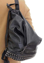 Carica l&#39;immagine nel visualizzatore di Gallery, Zaino Donna con Borchie in Pelle pu a Sacco Nero, Zainetto Borchiato per Nero