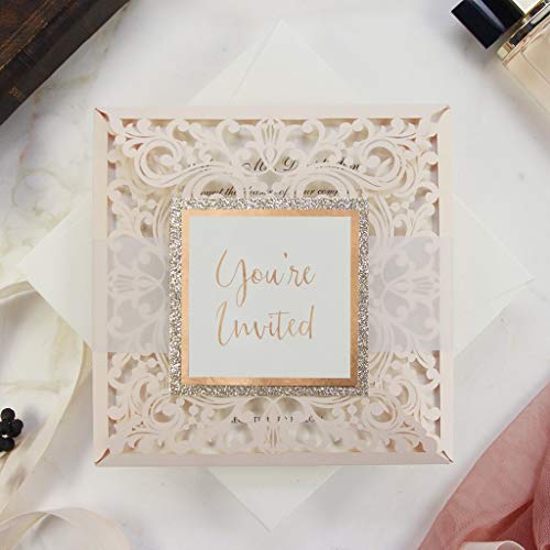 50 CARTE CONFEZIONE Carta con busta partecipazioni matrimonio taglio laser... - Ilgrandebazar