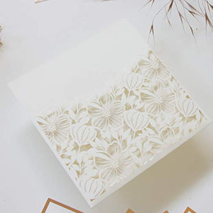50 CARTE CONFEZIONE Partecipazioni matrimonio crema leggera taglio laser fai... - Ilgrandebazar