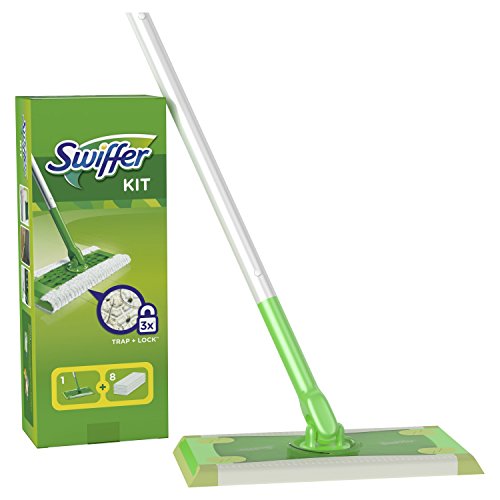 Swiffer Starter Kit Scopa con 1 Manico + 8 Panni di 1 Scopa, 8