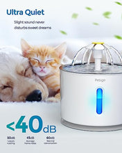 Carica l&#39;immagine nel visualizzatore di Gallery, Petiigo Fontanella per Gatti 2.4L, Silenziosa Fontana per gatti con Acciaio Inox Piatto Superiore, 3 Modes Automatico Dispenser Acqua Gatti Luce Notturna e 3 Filtri di Carbonio Attivati