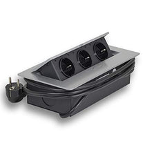 Carica l&#39;immagine nel visualizzatore di Gallery, Presa a scomparsa con 3 spine Schuko. da incasso cavo 1,5 m per...