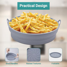 Carica l&#39;immagine nel visualizzatore di Gallery, Alyvisun 2 Pezzi Accessori in Silicone per Air Fryer Teglie per Friggitrice ad Aria Contenitori Cestello Riutilizzabile Rotondo Tappetino Stampi per Airfryer, Microonde, Forno (Grigio)