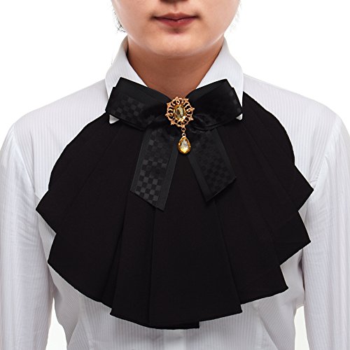 BLESSUME Donne vittoriano Chiffon jabot Collo Collare 1 pezzo Nero - Ilgrandebazar