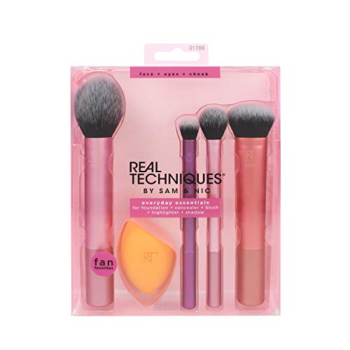 Real Techniques Everyday Essentials - Set completo di pennelli da trucco per...
