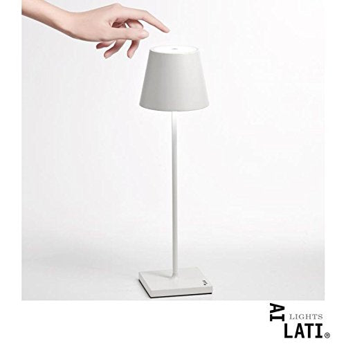 Ai Lati POLDINA Lampada da Tavolo LED 2W 3000K Ricaricabile Colore Bianco - Ilgrandebazar