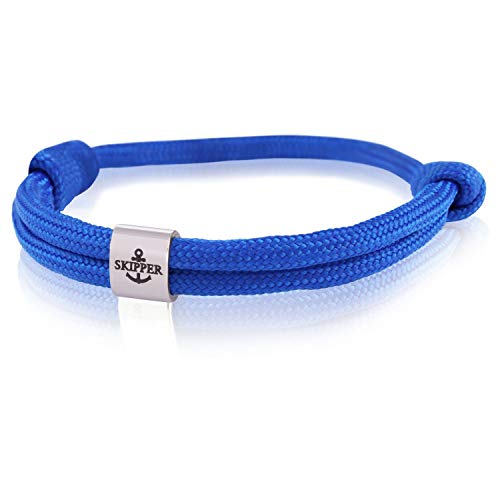 Skipper 7990 - Bracciale da Surf in Acciaio Inox, con Nodi, Colore: Blu Scuro