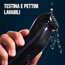 Carica l'immagine nel visualizzatore di Gallery, King C. Gillette Kit Regolabarba Uomo, 1 Testina, 3 Pettini Regolatori, 1 Spazzolina, 1 Caricatore, Rasoio Barba Elettrico, Idea Regalo Uomo Kit Professionale