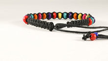 Carica l&#39;immagine nel visualizzatore di Gallery, Braccialetto intrecciato Nero con perline di legno colorate, ideale per... - Ilgrandebazar