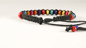 Braccialetto intrecciato Nero con perline di legno colorate, ideale per... - Ilgrandebazar