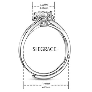 SHEGRACE Anello da Donna in 925 Argento Puro, Fiore con AAA Cubic Zirconia,... - Ilgrandebazar