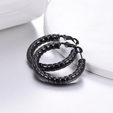 Carica l&#39;immagine nel visualizzatore di Gallery, PROSTEEL Orecchini Cerchio Donna Ornati Delicati Eleganti, 01 Nero (25mm) - Ilgrandebazar