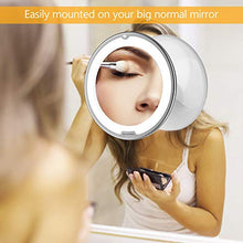Carica l'immagine nel visualizzatore di Gallery, BEAUTURAL Specchio per Trucco Makeup con Ingrandimento 10X e Luce LED, Specchio Cosmetico Giunto Sferico Orientabile e Ventosa, a Batterie