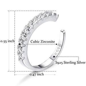Milacolato 925 Sterling Silver CZ Pave Ear Cuffs Orecchini a Tono Argento - Ilgrandebazar