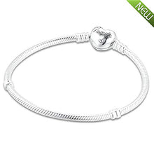 Carica l'immagine nel visualizzatore di Gallery, Regalo per la Festa della Mamma Bracciale a Catena con Cuore di Serpente per Donna 925 Argento Fai da Te Adatto per bracciali Pandora Originali Gioielli di Moda con ciondoli (18CM)