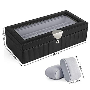 SONGMICS Scatola Porta Orologi a 2 Livelli con 6 Scomparti, Custodia per... - Ilgrandebazar
