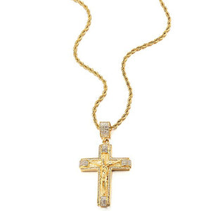 COOLSTEELANDBEYOND Grande Oro Collana con Pendente Gesù Cristo Crocifisso... - Ilgrandebazar