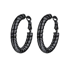 Carica l&#39;immagine nel visualizzatore di Gallery, PROSTEEL Orecchini Cerchio Donna Ornati Delicati Eleganti, 01 Nero (25mm) - Ilgrandebazar