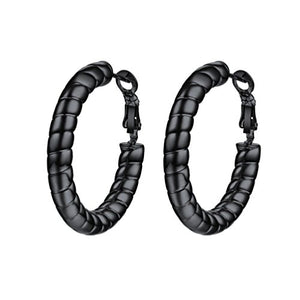 PROSTEEL Orecchini Cerchio Donna Ornati Delicati Eleganti, 01 Nero (25mm) - Ilgrandebazar