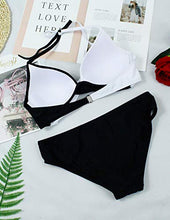 Carica l'immagine nel visualizzatore di Gallery, JFan Donna Costume da Bagno Push Up Imbottito Reggiseno Bikini L, Nero