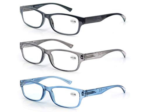 MODFANS Confezione da 3 Occhiali Lettura 2.5 +2.50, Nero-grigio-blu - Ilgrandebazar
