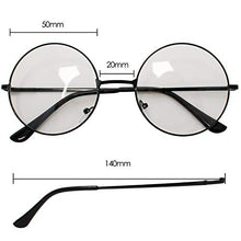 Carica l&#39;immagine nel visualizzatore di Gallery, TRIXES Occhiali Tondi Unisex - con Lenti Trasparenti Stile Nero - Ilgrandebazar