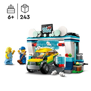 LEGO 60362 City Autolavaggio, Gioco per Bambini e Bambine da 6 Anni, Set con Spazzole Rotanti, Macchina Giocattolo e 2 Minifigure, Piccola Idea Regalo Giocattolo per Bambina e Bambino