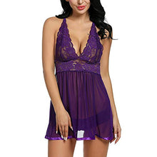 Carica l'immagine nel visualizzatore di Gallery, SEDEX Sexy Lingerie Hard Transparent Chemise Donna Esotico Pizzo e L, Viola - Ilgrandebazar