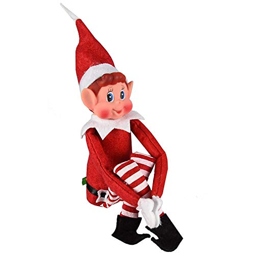 Glow Wholesale Spot Elfie Pupazzo a forma di elfo (maschio) birichino, con corpo morbido e viso in vinile, colore rosso