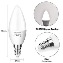 Carica l&#39;immagine nel visualizzatore di Gallery, ZIKEY Confezione da 10 Lampadina LED E14 a Candela - 6W Equivalenti 6w 6000k - Ilgrandebazar
