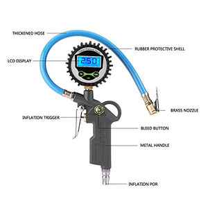 Manometro Pressione Pneumatici Digitale, 220PSI Gonfiatore LCD Pistola... - Ilgrandebazar
