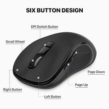 Carica l'immagine nel visualizzatore di Gallery, WisFox Mouse Senza Fili, 2.4G Wireless Laptop Computer Nero
