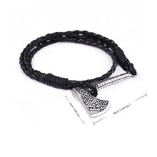 Carica l&#39;immagine nel visualizzatore di Gallery, Likgreat, bracciale intrecciato in corda di cuoio, avvolgente, con ascia di... - Ilgrandebazar