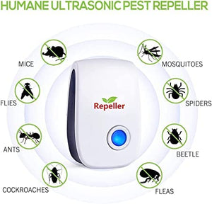 Antizanzare Ultrasuoni Repellente，4 Pack，per Parassiti，Ultrasonico per Il Controllo，Scacciatopi Ultrasuoni Repellente，Antizanzare Dissuasore per Topi，Zanzare ed Insetti，Scarafaggi/Formiche/Termite