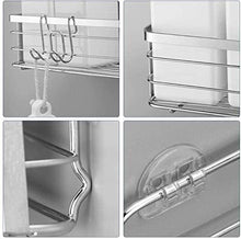 Carica l&#39;immagine nel visualizzatore di Gallery, Avoalre Adesiva Mensola per Doccia Bagno con Ganci Rimovibile Nessuna Perforazione Acciaio Inossidabile 304 per la Cucina WC, – 2 Pezzi, Colore Argento