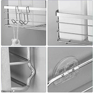 Avoalre Adesiva Mensola per Doccia Bagno con Ganci Rimovibile Nessuna Perforazione Acciaio Inossidabile 304 per la Cucina WC, – 2 Pezzi, Colore Argento