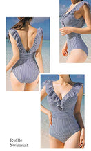 Carica l&#39;immagine nel visualizzatore di Gallery, Yuson Girl Bikini Intero Sexy Donna,V Neck Swimsuit Push L, Blu