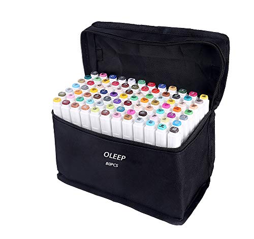 OLEEP 80 Colori Art Sketch Pennarelli a Doppia Punta Broad Fine Point Graphic - Ilgrandebazar