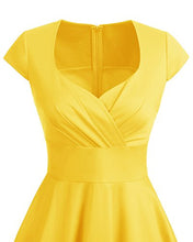 Carica l'immagine nel visualizzatore di Gallery, bbonlinedress Donna 50s 60s Linea Rockabilly abito manicotto della S, Yellow - Ilgrandebazar
