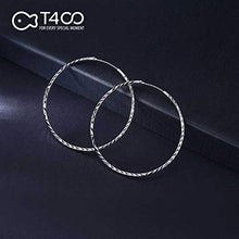 Carica l&#39;immagine nel visualizzatore di Gallery, T400 Jewelers Orecchini Cerchio Argento Sterling 925 Diamond Cut Creoli 55mm