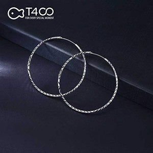 T400 Jewelers Orecchini Cerchio Argento Sterling 925 Diamond Cut Creoli 55mm