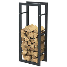 Carica l'immagine nel visualizzatore di Gallery, Portalegna Verticale Supporto Scaffale Rettangolare in Metallo Porta Legna da Interno Esterno Legnaia Casa Giardino per Camino Caminetto Stufa Design Moderno (100 x 25 x 40 cm)