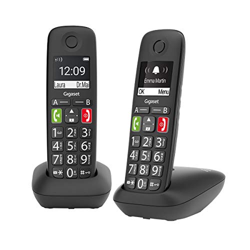 Gigaset E290 Duo, Telefoni Cordless, Due Portatili con Suonerie Forti, Nero - Ilgrandebazar