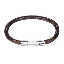 Carica l&#39;immagine nel visualizzatore di Gallery, PROSTEEL Bracciale Uomo in Pelle Nera Marrone, Chiusura di Acciaio 01 Marrone - Ilgrandebazar