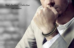 Halukakah ● Onore ● Bracciale Uomo in Vera Pelle Cuoio con Catena Titanio... - Ilgrandebazar